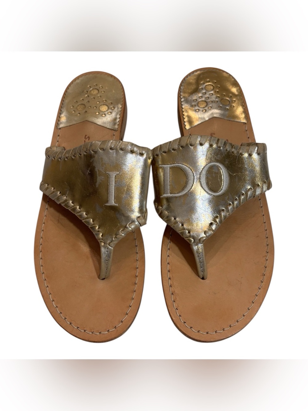 Jack Rogers Metallic Gold "I DO" Thong Sandals - Women